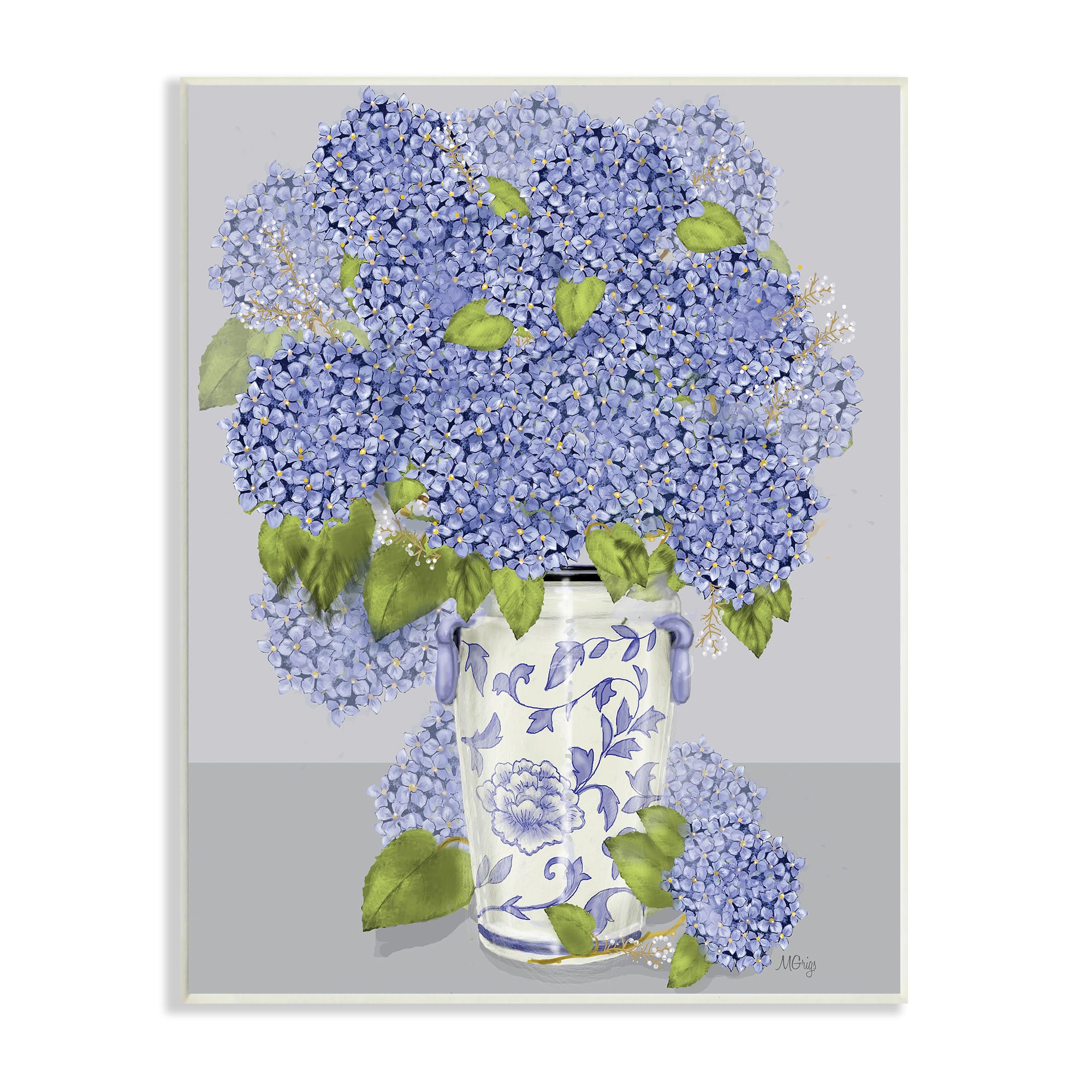 Stupell Industries Blushing Blue Hydrangeas Traditional Farmhouse Vase Still-Life Wall Plaque